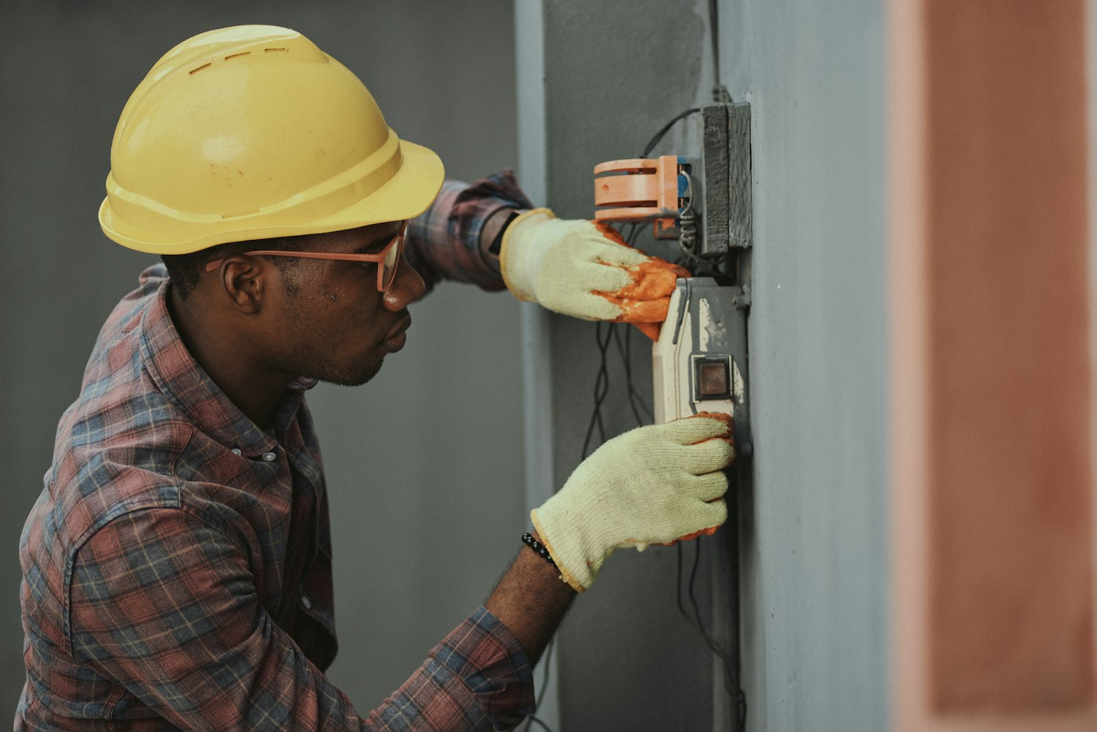 Professional handyman craftsman working on interior home repair