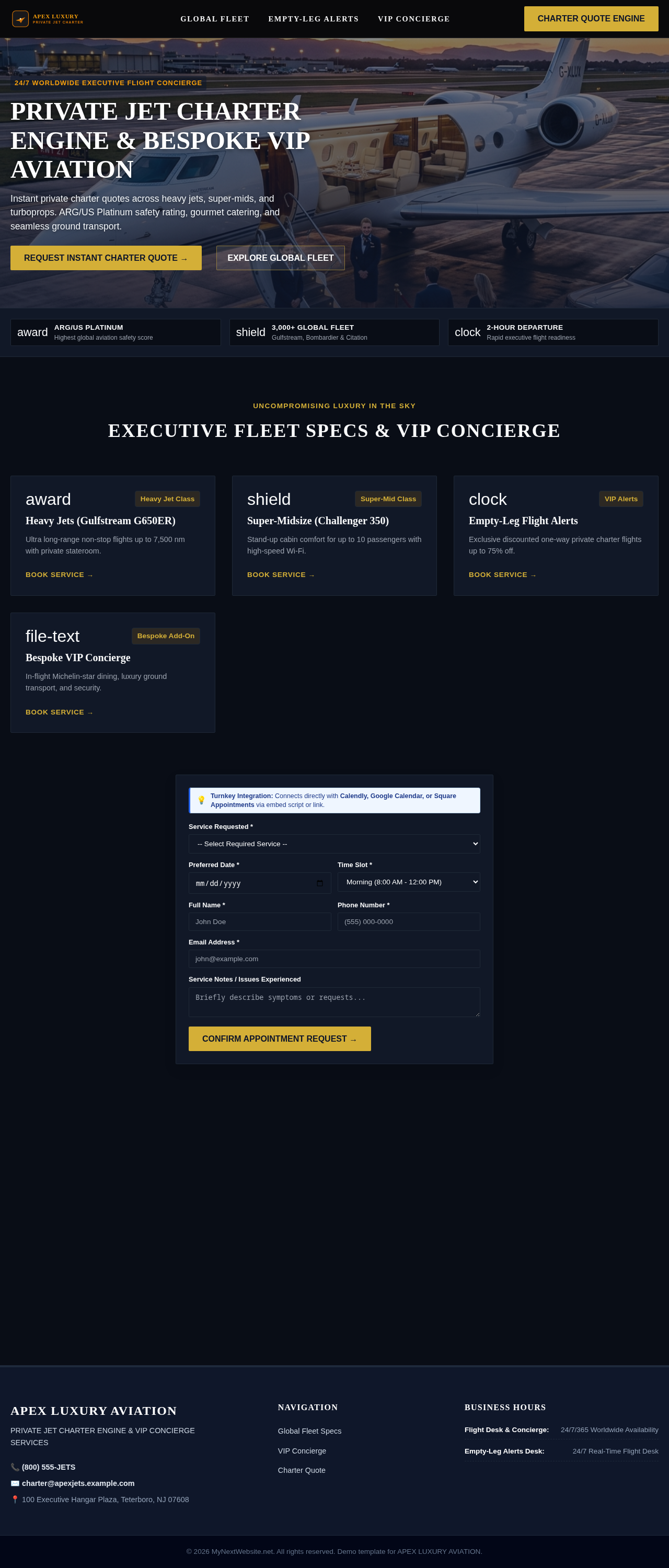 Luxury Aviation Desktop Preview