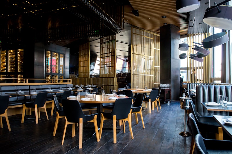Warm ambient dining hall with guests